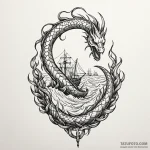 Sea serpent weaving through shipwreck, tattoo… — эскиз тату (№1750552238_1, 22.06.2025 00:30) — Tatufoto.com