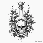 Potion bottle with glowing liquid, tattoo fla… — эскиз тату (№1750553248_0, 22.06.2025 00:47) — Tatufoto.com