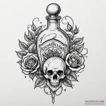 Potion bottle with glowing liquid, tattoo fla… — эскиз тату (№1750553248_1, 22.06.2025 00:47) — Tatufoto.com