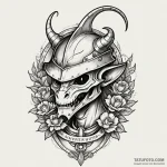 Kobold helmet resting on altar, artistic tatt… — эскиз тату (№1750553333_1, 22.06.2025 00:48) — Tatufoto.com