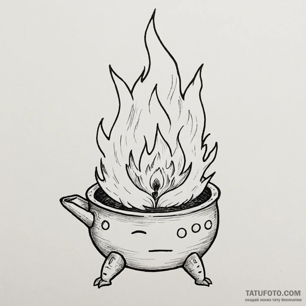 Calcifer from howl's moving castle - эскиз тату (№1750553416_0, 22.06.2025 00:50) — Tatufoto.com