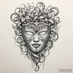 Mask entangled in vines, tattoo drawing outli… — эскиз тату (№1750554021_0, 22.06.2025 01:00) — Tatufoto.com