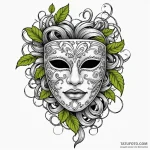 Mask entangled in vines, tattoo drawing outli… — эскиз тату (№1750554021_1, 22.06.2025 01:00) — Tatufoto.com