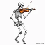 A skeleton playing a violin made of bone — эскиз тату (№1750554105_0, 22.06.2025 01:01) — Tatufoto.com