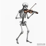 A skeleton playing a violin made of bone — эскиз тату (№1750554105_1, 22.06.2025 01:01) — Tatufoto.com