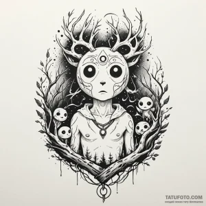 The forest spirits (kodama) from princess mon... - эскиз тату (№1750554790_0, 22.06.2025 01:13) — Tatufoto.com