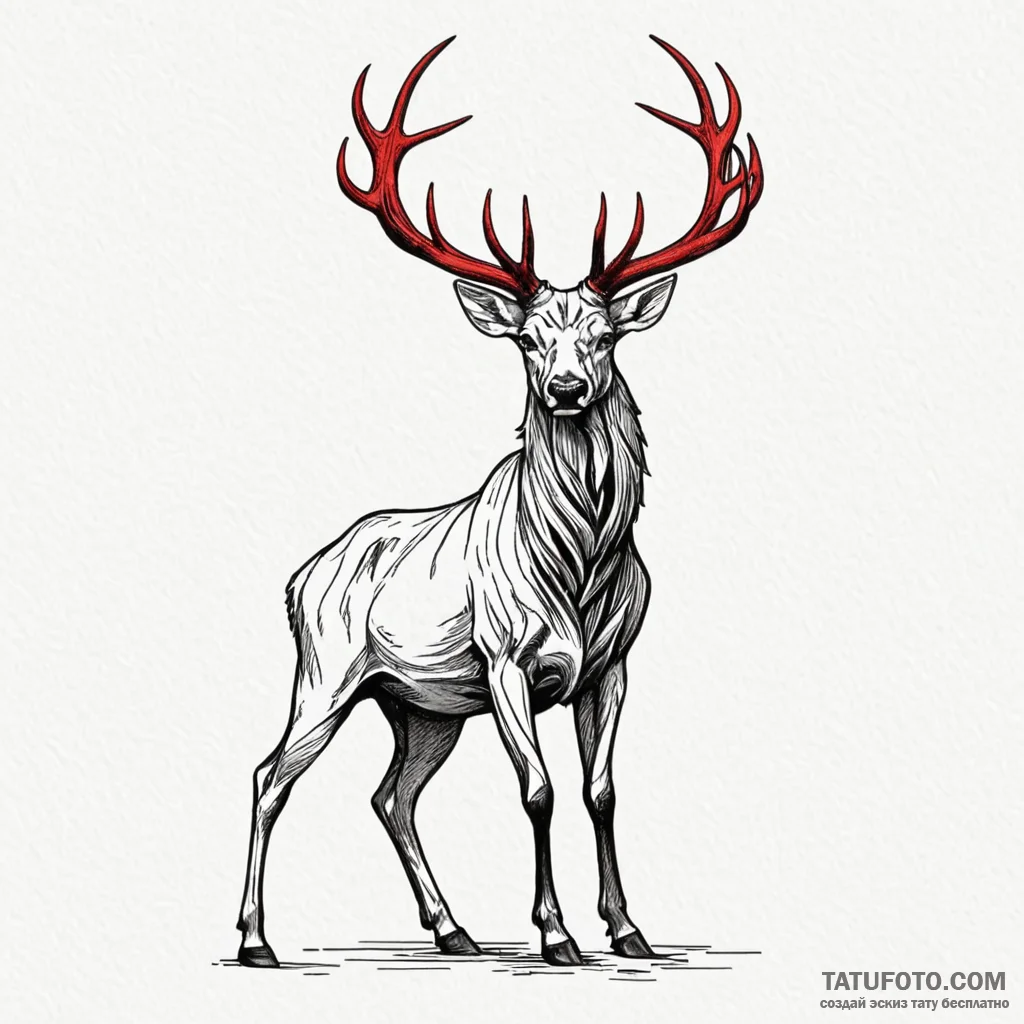 Abyssal stag standing in shadows, tattoo sket... - эскиз тату (№1750555051_0, 22.06.2025 01:17) — Tatufoto.com