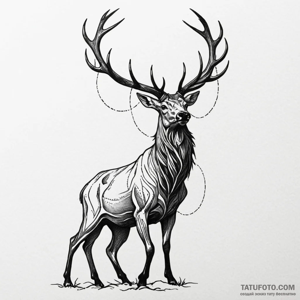 Abyssal stag standing in shadows, tattoo sket... - эскиз тату (№1750555051_1, 22.06.2025 01:17) — Tatufoto.com