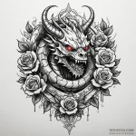 Jade statue of a dragon, with glowing red led… — эскиз тату (№1750555144_0, 22.06.2025 01:19) — Tatufoto.com