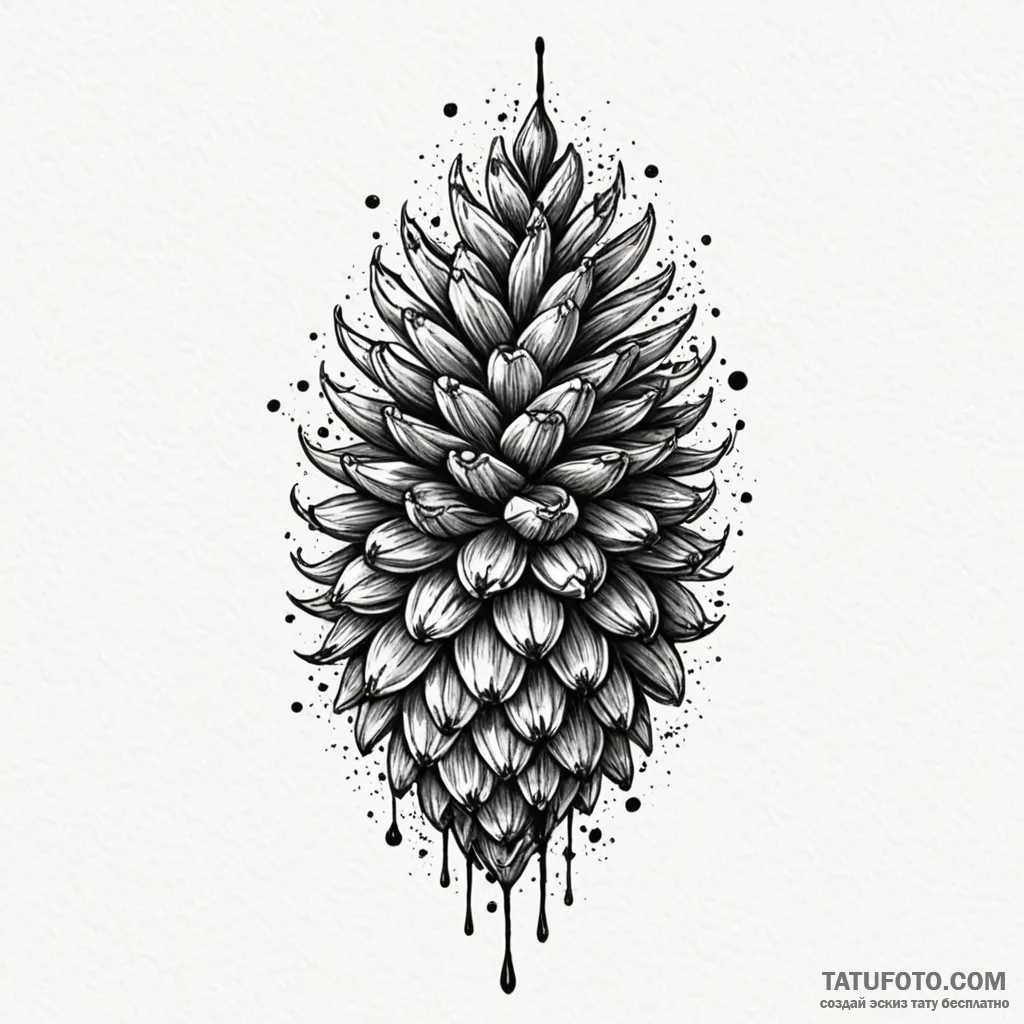 Pine cone with each scale perfectly detailed,... - эскиз тату (№1750555231_0, 22.06.2025 01:20) — Tatufoto.com