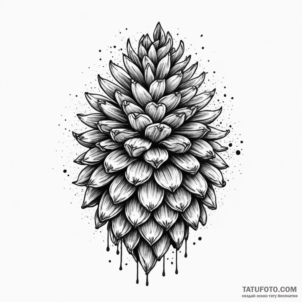 Pine cone with each scale perfectly detailed,... - эскиз тату (№1750555231_1, 22.06.2025 01:20) — Tatufoto.com