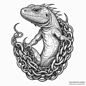 Lizard wrapped in chains, artistic tattoo ske... - эскиз тату (№1750556028_1, 22.06.2025 01:33) — Tatufoto.com