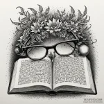 Spectacles, resting on an open book, concept… — эскиз тату (№1750558413_0, 22.06.2025 02:13) — Tatufoto.com