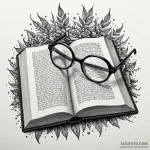 Spectacles, resting on an open book, concept… — эскиз тату (№1750558413_1, 22.06.2025 02:13) — Tatufoto.com