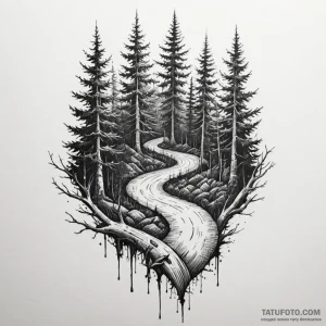Blood trail winding through forest, tattoo dr... - эскиз тату (№1750558563_1, 22.06.2025 02:16) — Tatufoto.com