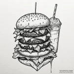 A quirky burger with fries and a milkshake, m… — эскиз тату (№1750559498_0, 22.06.2025 02:31) — Tatufoto.com