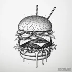 A quirky burger with fries and a milkshake, m… — эскиз тату (№1750559498_1, 22.06.2025 02:31) — Tatufoto.com