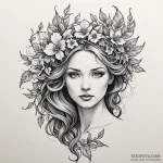 Feathered bloom crowned in ivy, artistic tatt… — эскиз тату (№1750559583_0, 22.06.2025 02:33) — Tatufoto.com