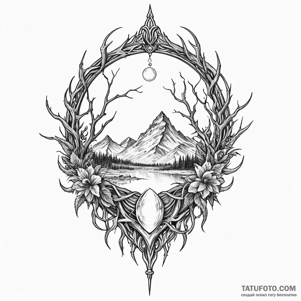 Thorn mirror swallowing reflection, tattoo li... - эскиз тату (№1750560598_1, 22.06.2025 02:49) — Tatufoto.com