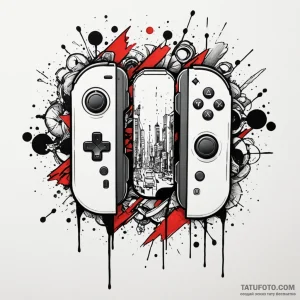 Joy-con controllers from a switch, split, art... - эскиз тату (№1750561273_0, 22.06.2025 03:01) — Tatufoto.com