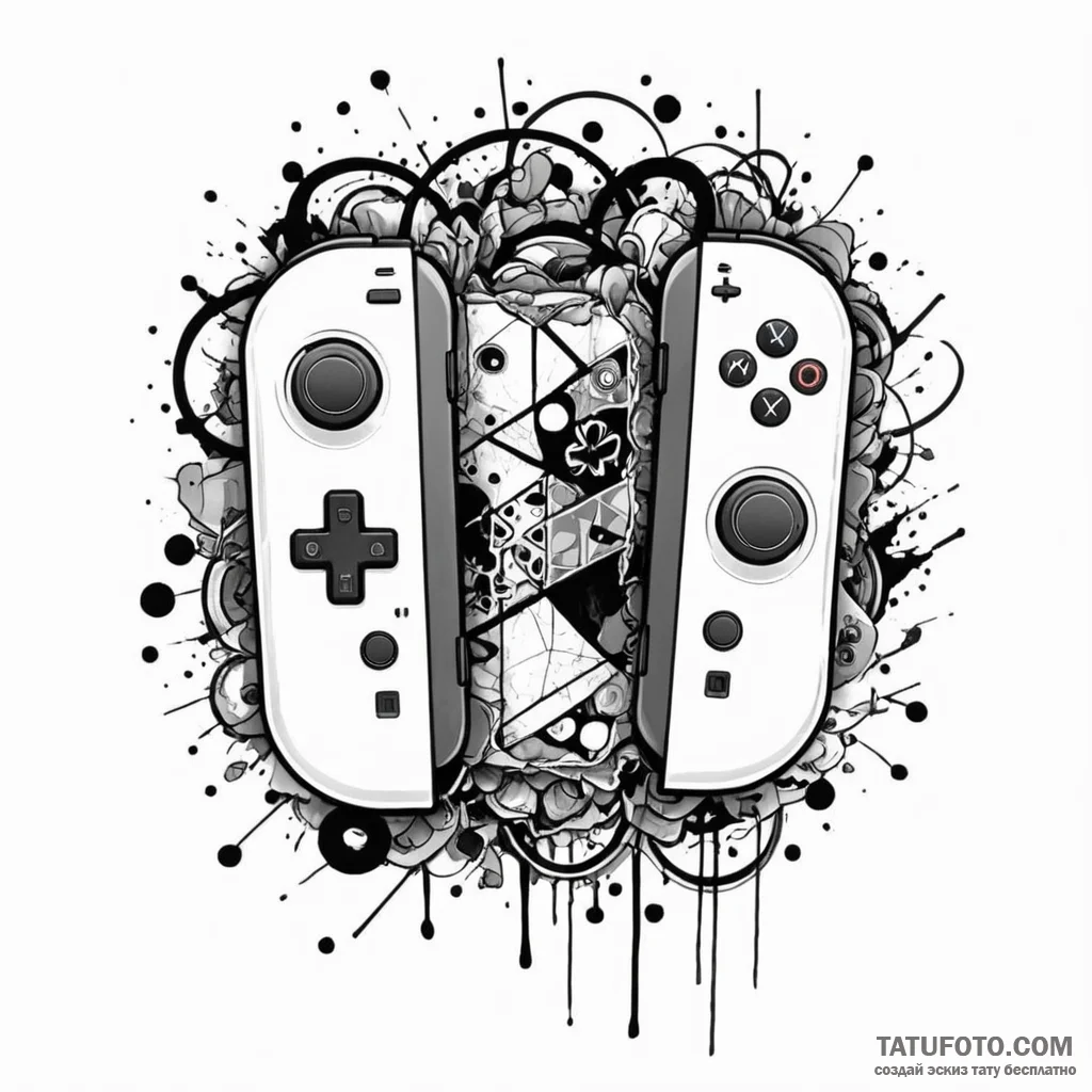 Joy-con controllers from a switch, split, art... - эскиз тату (№1750561273_1, 22.06.2025 03:01) — Tatufoto.com