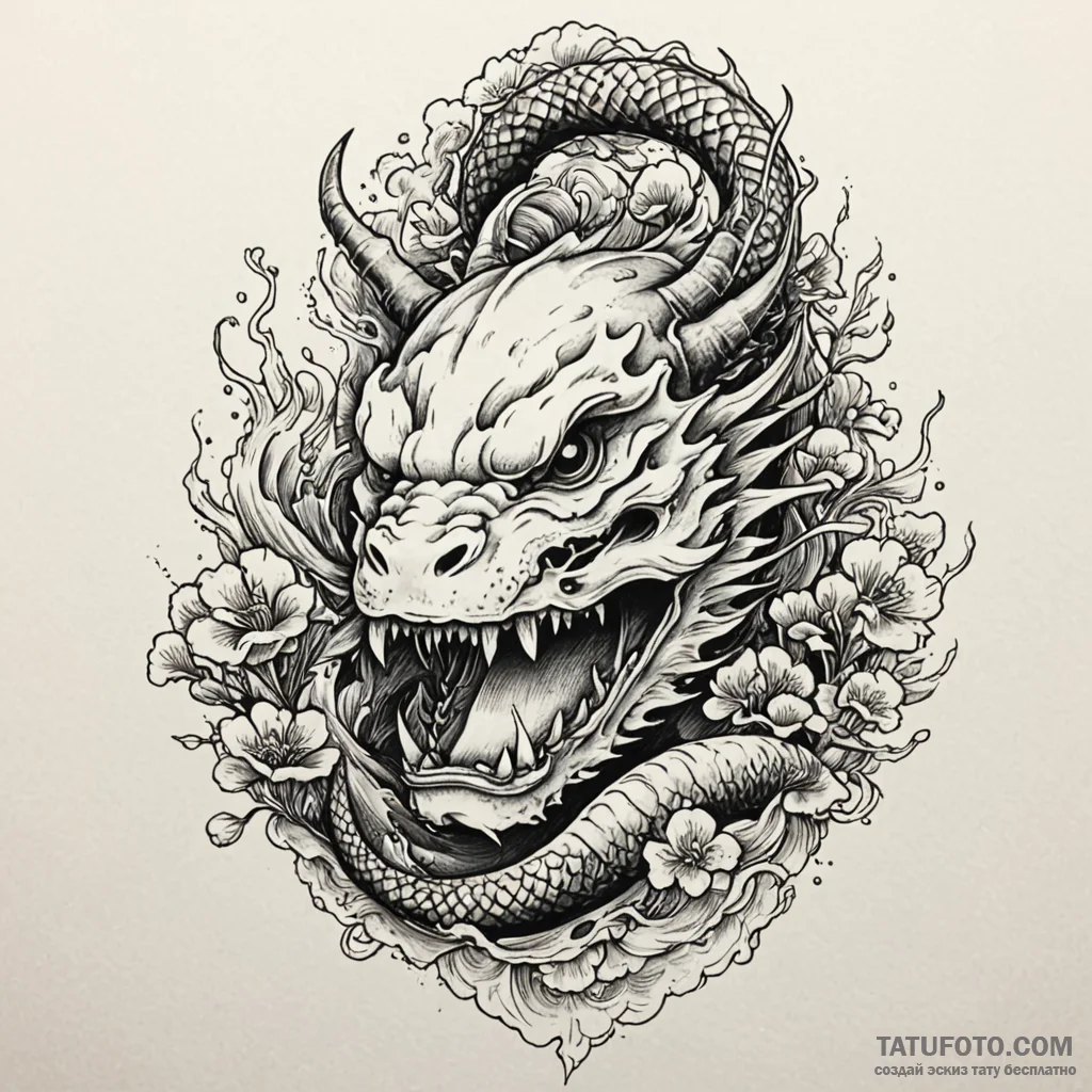 Mushroom bloom beneath bone helm, ink illustr... - эскиз тату (№1750561527_0, 22.06.2025 03:05) — Tatufoto.com