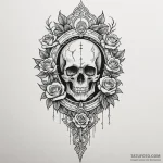 Ivory blade beneath burning gate, tattoo line… — эскиз тату (№1750563153_1, 22.06.2025 03:32) — Tatufoto.com