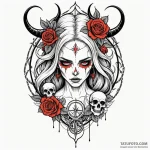 Lilith depicted as a cybernetic demoness, ink… — эскиз тату (№1750564774_0, 22.06.2025 03:59) — Tatufoto.com