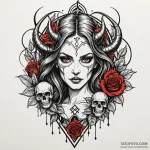 Lilith depicted as a cybernetic demoness, ink… — эскиз тату (№1750564774_1, 22.06.2025 03:59) — Tatufoto.com