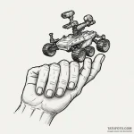 Martian rover discovering the fossil of a hum… — эскиз тату (№1750564942_0, 22.06.2025 04:02) — Tatufoto.com