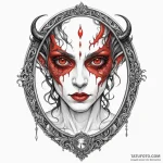 Demon eyes peering from mirror, tattoo drawin… — эскиз тату (№1750565027_1, 22.06.2025 04:03) — Tatufoto.com