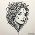 Q, artistic tattoo sketch, vibrant colors, fu… — эскиз тату (№1750565201_0, 22.06.2025 04:06) — Tatufoto.com