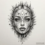 Q, artistic tattoo sketch, vibrant colors, fu… — эскиз тату (№1750565201_1, 22.06.2025 04:06) — Tatufoto.com