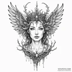 Oracle wings crowned in roots, ink illustrati… — эскиз тату (№1750565286_0, 22.06.2025 04:08) — Tatufoto.com