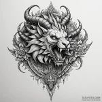 Manticore with a scorpion’s tail poised to st… — эскиз тату (№1750565558_0, 22.06.2025 04:12) — Tatufoto.com
