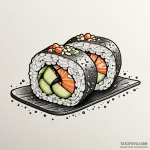 Sushi roll, cute or graphic, ink illustration… — эскиз тату (№1750565813_1, 22.06.2025 04:16) — Tatufoto.com