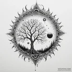 Leafless tree beneath eclipsed sun, tattoo sk… — эскиз тату (№1750566321_1, 22.06.2025 04:25) — Tatufoto.com