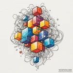 Tetris blocks, fitting together, ink illustra… — эскиз тату (№1750566491_0, 22.06.2025 04:28) — Tatufoto.com
