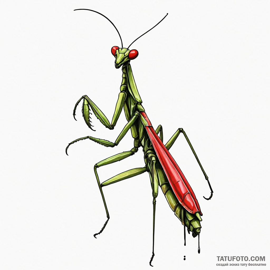 Praying mantis, tattoo sketch design, on a cl... - эскиз тату (№1750567759_0, 22.06.2025 04:49) — Tatufoto.com