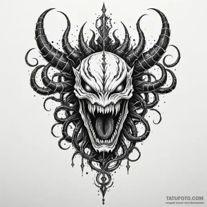 Venom crown devouring starlight, tattoo flash... - эскиз тату (№1750571193_1, 22.06.2025 05:46) — Tatufoto.com