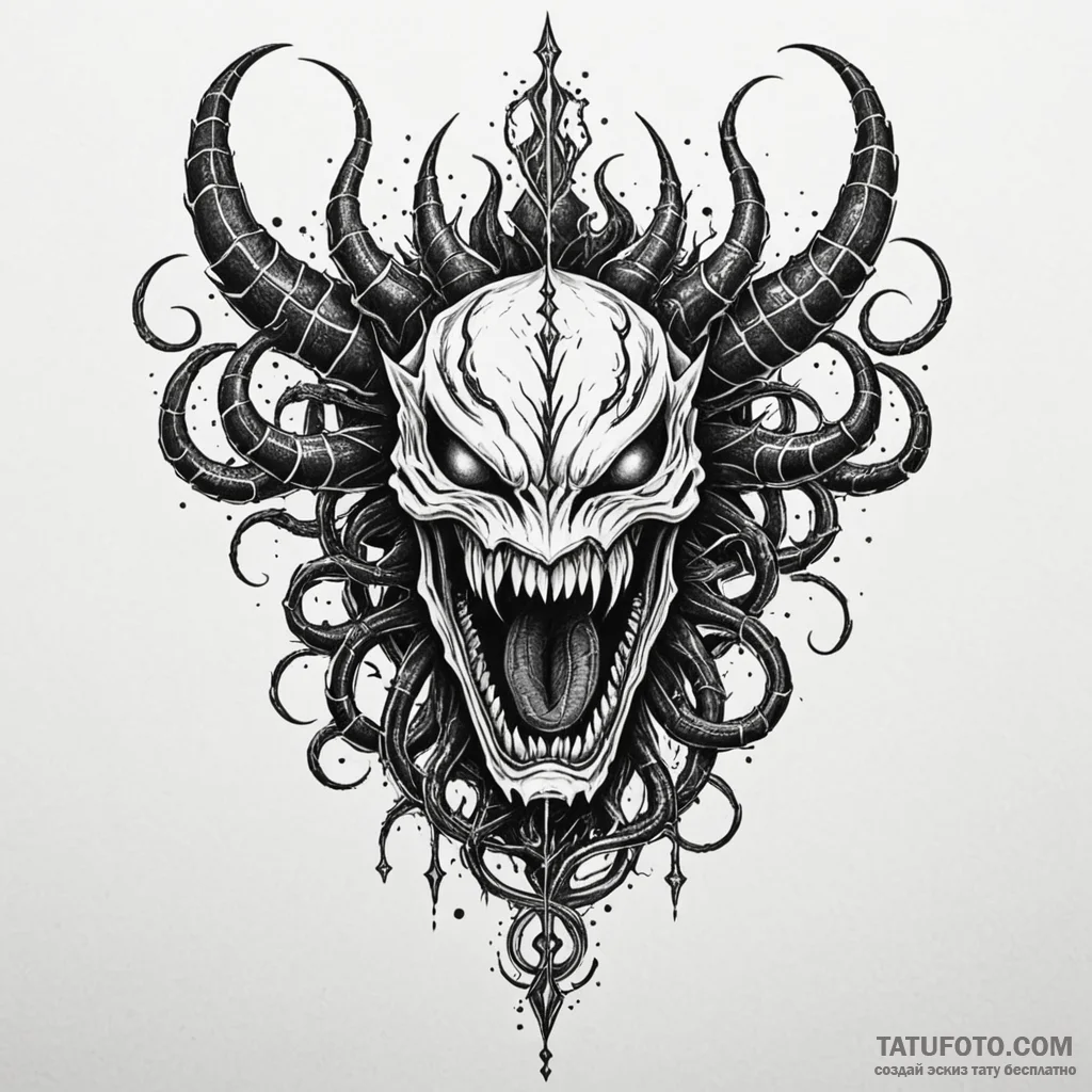 Venom crown devouring starlight, tattoo flash... - эскиз тату (№1750571193_1, 22.06.2025 05:46) — Tatufoto.com