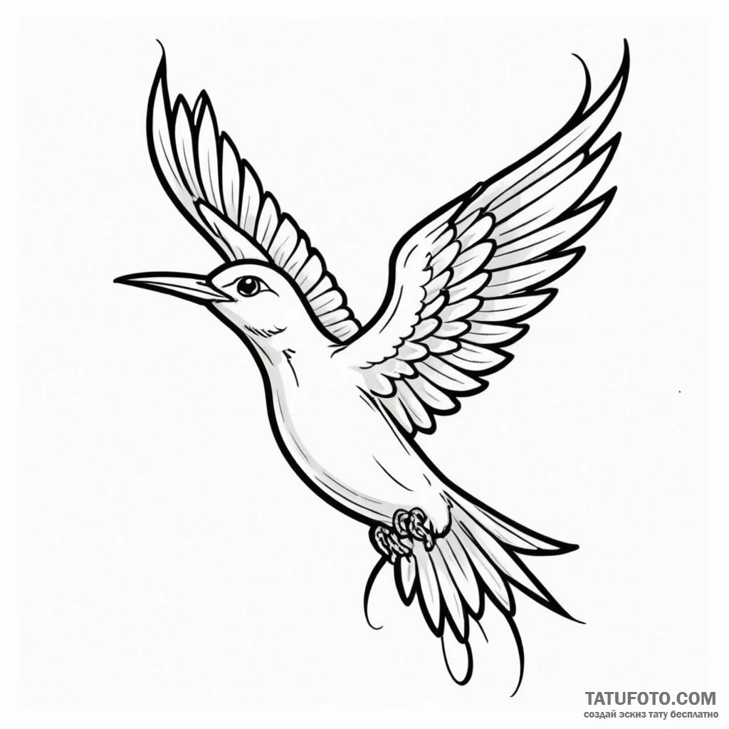 A whimsical bird taking flight, freedom,, tat... - эскиз тату (№1750573756_1, 22.06.2025 06:29) — Tatufoto.com