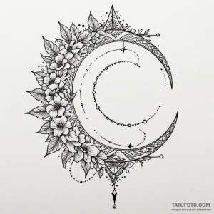 Crescent moon pierced by arrow, tattoo drawin... - эскиз тату (№1750574184_1, 22.06.2025 06:36) — Tatufoto.com