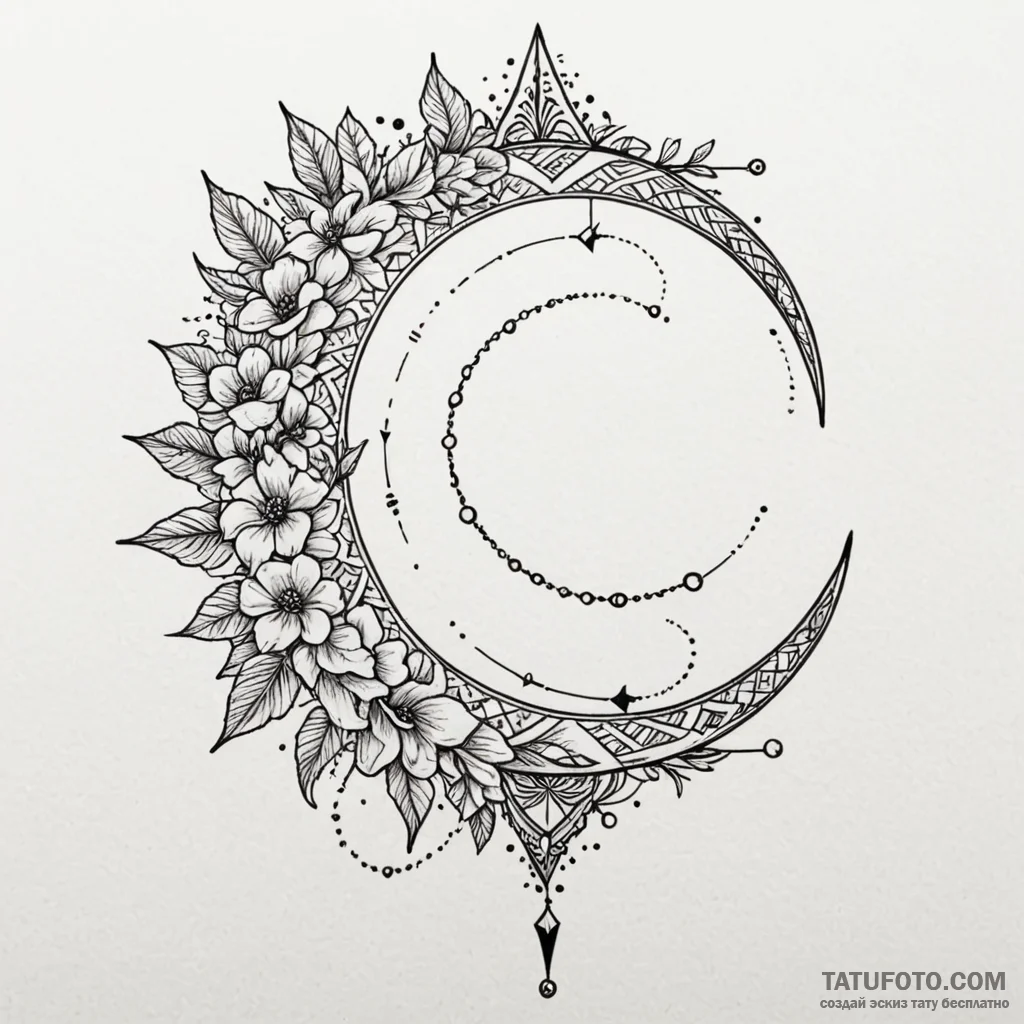 Crescent moon pierced by arrow, tattoo drawin... - эскиз тату (№1750574184_1, 22.06.2025 06:36) — Tatufoto.com