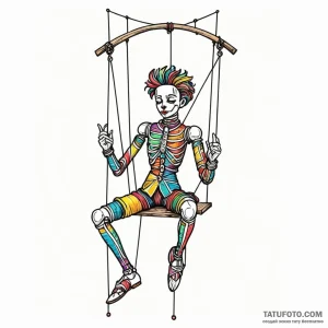 A marionette with cut strings, tattoo sketch... - эскиз тату (№1750576070_0, 22.06.2025 07:07) — Tatufoto.com