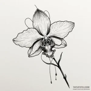Orchid with petals like iridescent beetle win... - эскиз тату (№1750576499_0, 22.06.2025 07:14) — Tatufoto.com