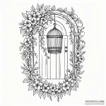 Birdcage, door open, with a vine of flowers g… — эскиз тату (№1750580802_0, 22.06.2025 08:26) — Tatufoto.com