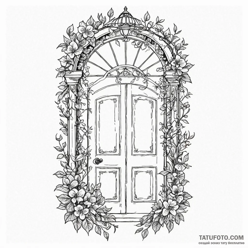 Birdcage, door open, with a vine of flowers g... - эскиз тату (№1750580802_1, 22.06.2025 08:26) — Tatufoto.com