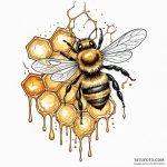 Dripping honeycomb with a bee of polished amb… — эскиз тату (№1750580896_0, 22.06.2025 08:28) — Tatufoto.com