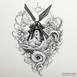 Windmill, harnessing the power of nature, tat… — эскиз тату (№1750581245_1, 22.06.2025 08:34) — Tatufoto.com